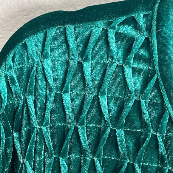 Vermont Country Store Womens XL Full Length Green Velour Robe Smocked Yoke - Picture 3 of 9